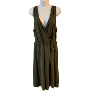 A New Day XXL Olive Green 70% Modal sleeveless cross over dress w/matching belt